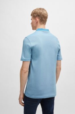 Polo de piqu&eacute; de algod&oacute;n con logo estampado, Celeste