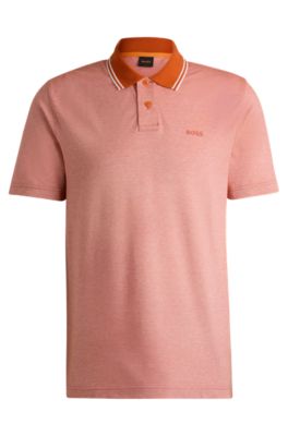 Polo en piqu&eacute; de coton avec logo imprim&eacute;, Orange clair
