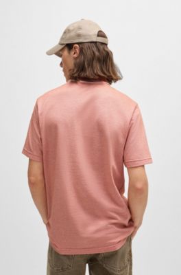 Polo en piqu&eacute; de coton avec logo imprim&eacute;, Orange clair