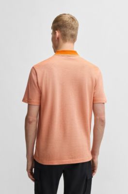 Polo en piqu&eacute; de coton avec logo imprim&eacute;, Orange clair