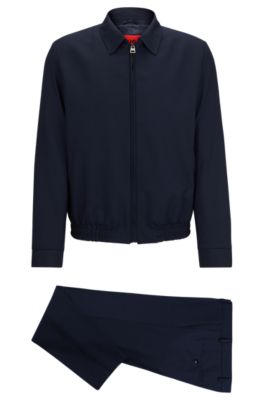 Hugo Boss Modern-fit Suit In Performance-stretch Cloth In Dark Blue