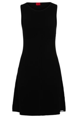 Hugo Fit-and-flare Sleeveless Dress With Seam Details In Black