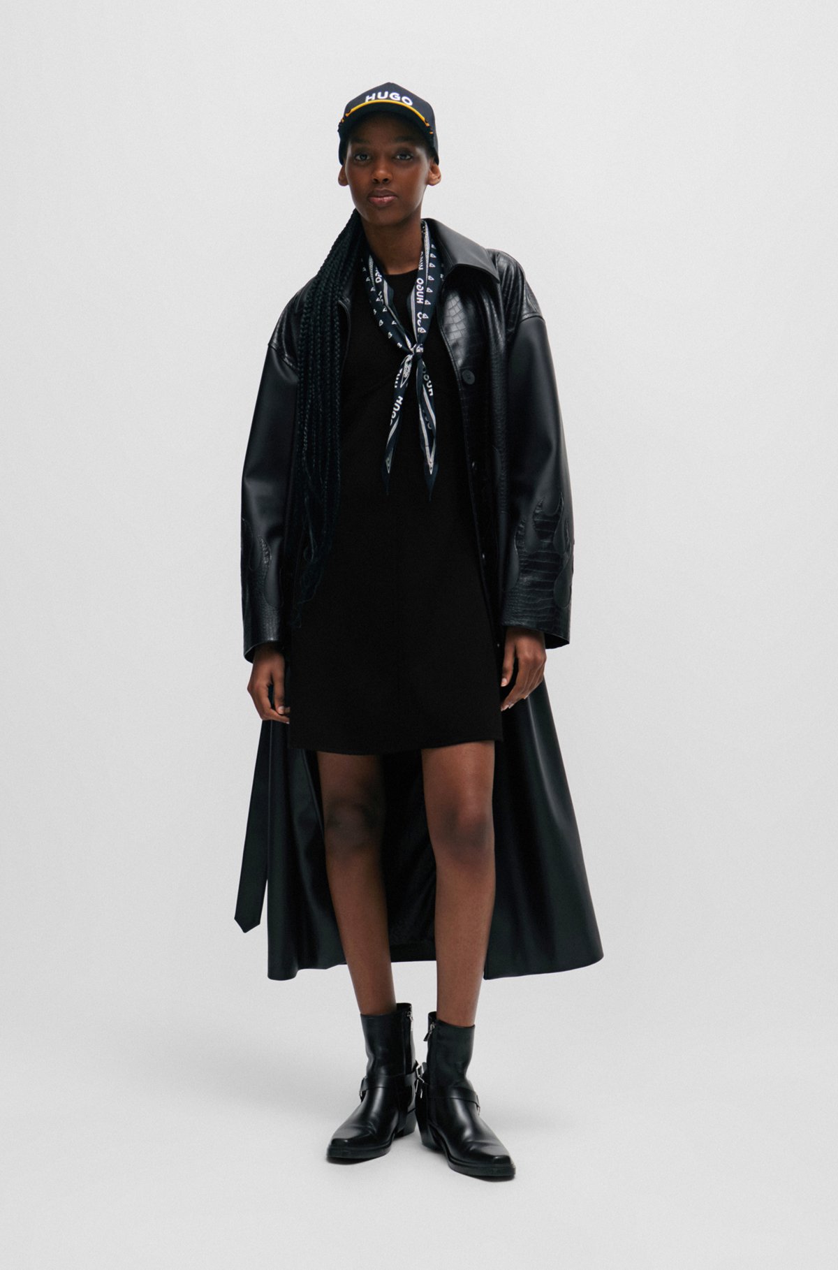 HUGO - Fit-and-flare sleeveless dress with seam details - Black HUGO - Fit-and-flare sleeveless dress with seam details - Black