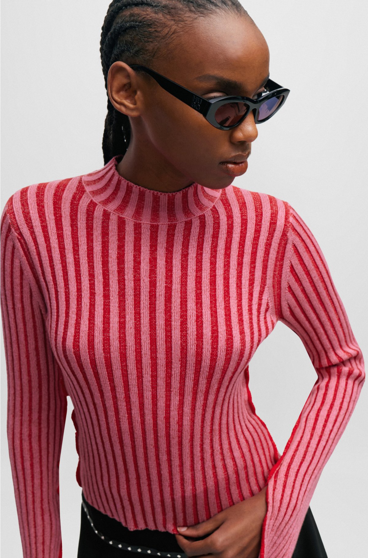 Ribbed Sweater - Light pink - Ladies