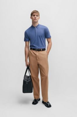 Structured-cotton slim-fit polo shirt with zip placket