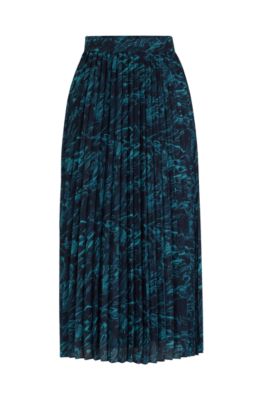 BOSS - A-line plissé skirt in regular fit with seasonal print