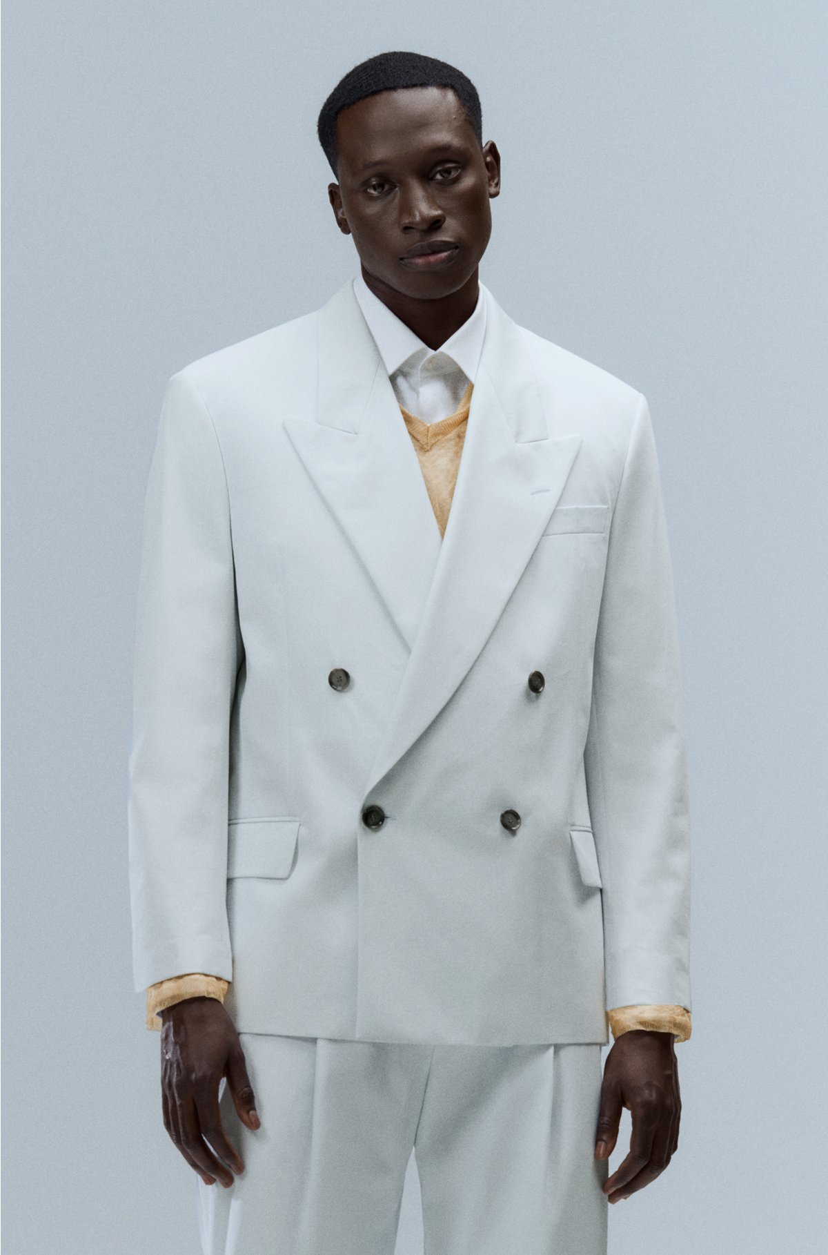 Men White Double Breasted Double Breasted Coat Double -  in 2023