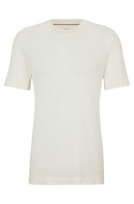 Shop Hugo Boss Textured-knit T-shirt In Cotton And Silk In White