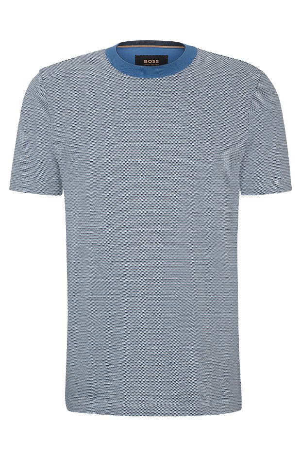 Bubble-structure T-shirt in cotton and cashmere, Dark Blue