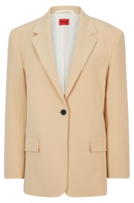 Hugo Boss Oversize-fit Jacket In Stretch Fabric With Single Button In Light Beige