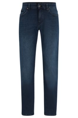 Hugo Boss Mens Regular Fit Chinos In Stretch-cotton Satin In Blue