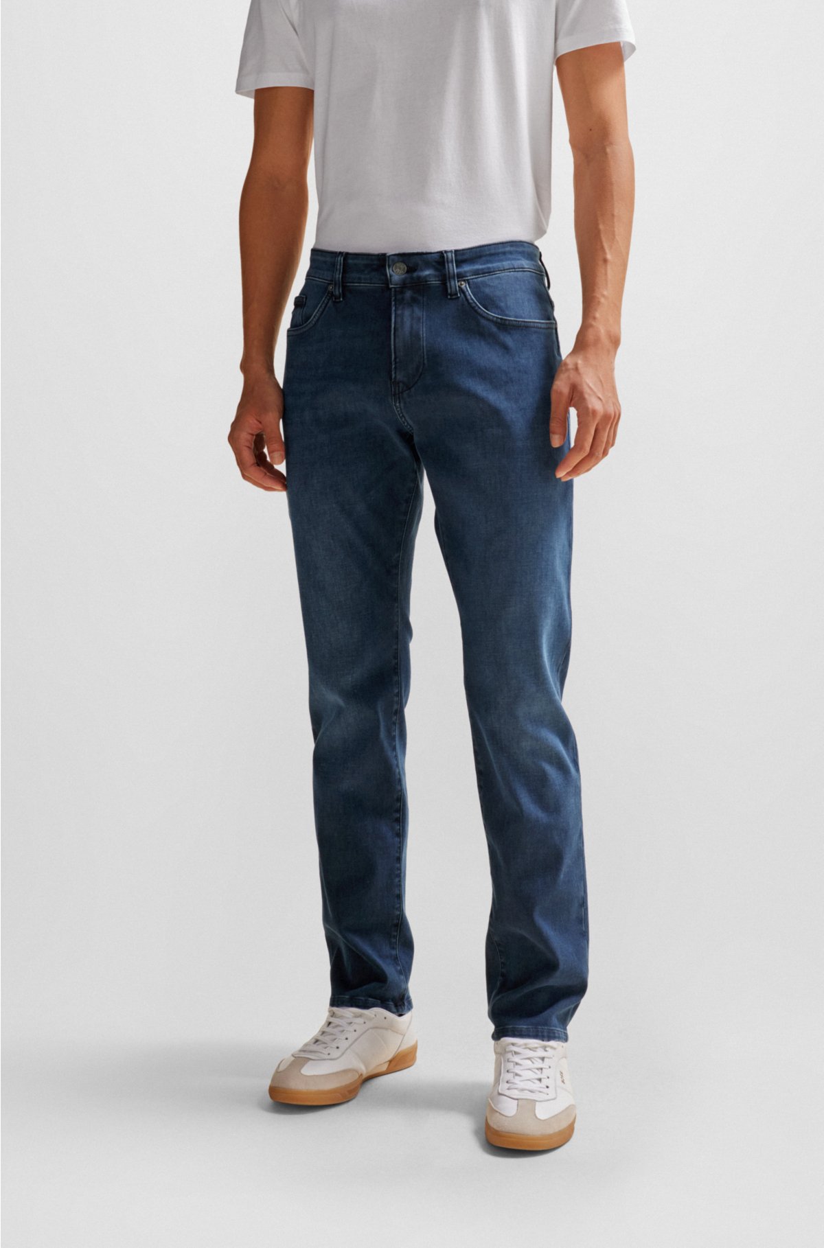 BOSS - Slim-fit jeans in blue performance-stretch denim