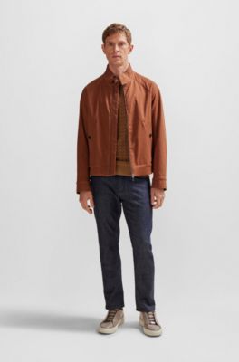 Regular-fit sweater in silk with geometric structure, Beige