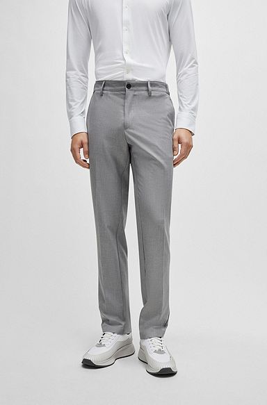 Slim-fit trousers in micro-patterned performance-stretch fabric, Silver