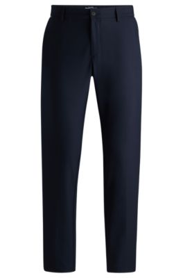 Shop Hugo Boss Slim-fit Trousers In Micro-patterned Performance-stretch Fabric In Dark Blue
