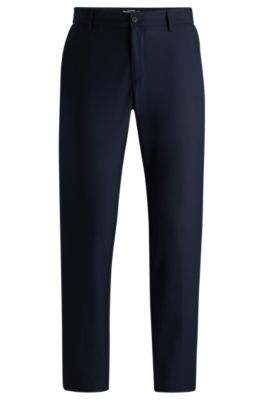 Hugo Boss Slim-fit Trousers In Micro-pattern Performance-stretch Fabric In Dark Blue