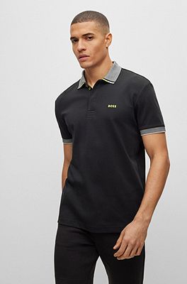 BOSS - Interlock-cotton polo shirt with structured collar and logo