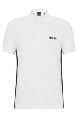 BOSS Interlock cotton slim fit polo shirt with logo tape