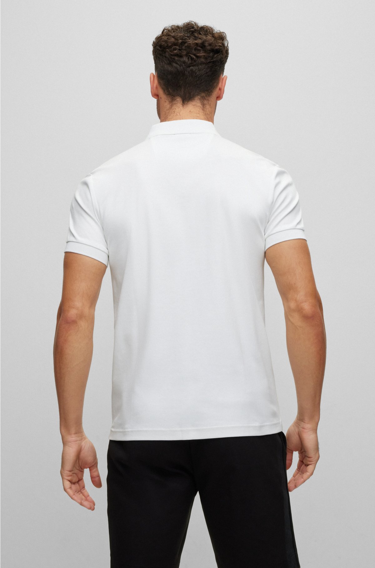 Interlock-cotton slim-fit polo shirt with logo tape