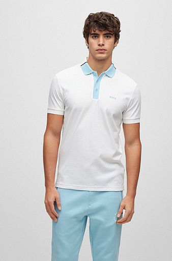 Regular-fit polo shirt in interlock cotton, White