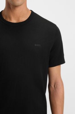 Camiseta de punto de algod&oacute;n con detalle de logo, Negro