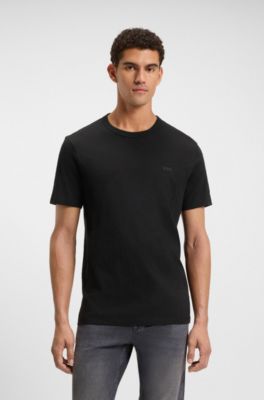 Camiseta de punto de algod&oacute;n con detalle de logo, Negro