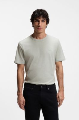 Camiseta de algod&oacute;n flameado con detalle de logo, Plata