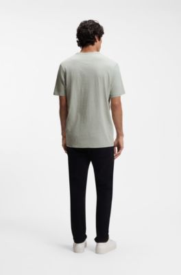 T-shirt en jersey de coton avec d&eacute;tail logot&eacute;, Argent