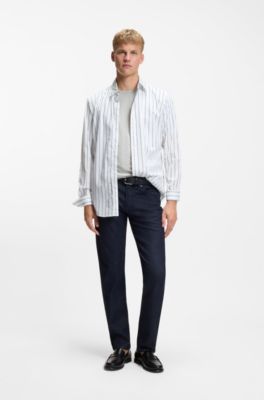 T-shirt en coton flamm&eacute; avec d&eacute;tail logot&eacute;, Gris chin&eacute;