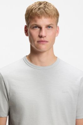 Slub-cotton T-shirt with logo detail, Light Grey