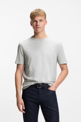 Slub-cotton T-shirt with logo detail, Light Grey
