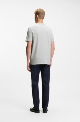 T-shirt en coton flamm&eacute; avec d&eacute;tail logot&eacute;, Gris chin&eacute;