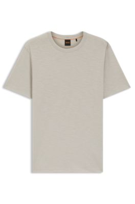 T-shirt en jersey de coton avec d&eacute;tail logot&eacute;, Gris chin&eacute;