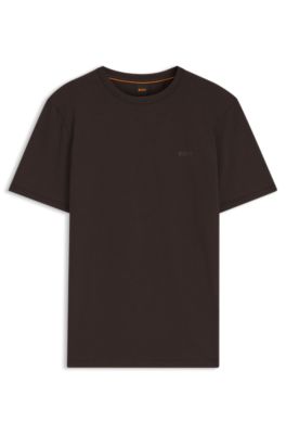 Cotton jersey T-shirt with logo detail, Dark Brown