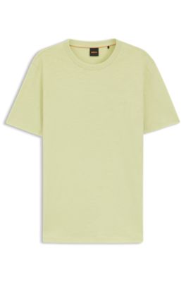 Slub-cotton T-shirt with logo detail, Beige