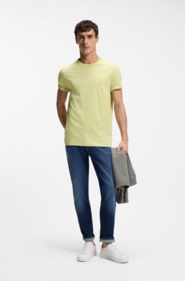 Camiseta de algod&oacute;n flameado con detalle de logo, Beige