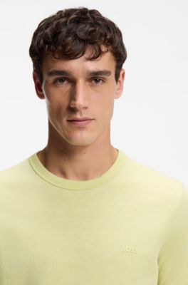 Camiseta de algod&oacute;n flameado con detalle de logo, Beige