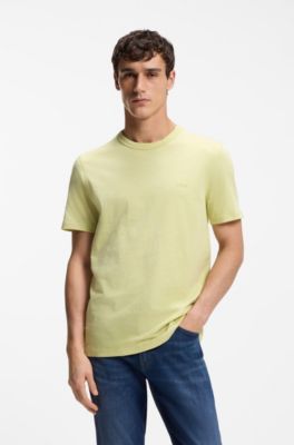 Camiseta de algod&oacute;n flameado con detalle de logo, Beige