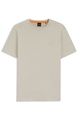 Cotton-jersey T-shirt with logo detail, Light Beige