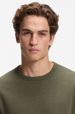 Cotton-jersey T-shirt with logo detail, Green
