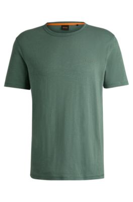 T-shirt en coton flamm&eacute; avec d&eacute;tail logot&eacute;, Chaux