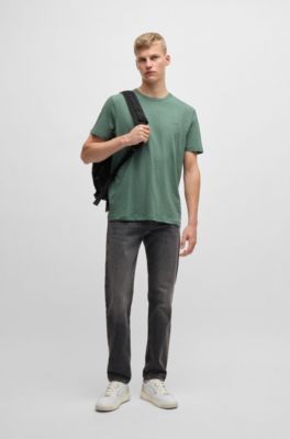 T-shirt en coton flamm&eacute; avec d&eacute;tail logot&eacute;, Chaux