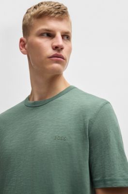 T-shirt en coton flamm&eacute; avec d&eacute;tail logot&eacute;, Chaux