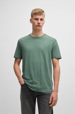 T-shirt en coton flamm&eacute; avec d&eacute;tail logot&eacute;, Chaux