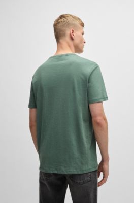 T-shirt en coton flamm&eacute; avec d&eacute;tail logot&eacute;, Chaux