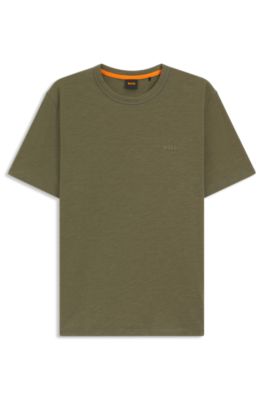 Slub-cotton T-shirt with logo detail, Light Green