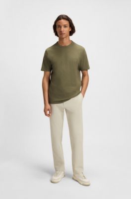 T-shirt en coton flamm&eacute; avec d&eacute;tail logot&eacute;, Chaux