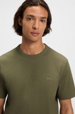 Slub-cotton T-shirt with logo detail, Light Green