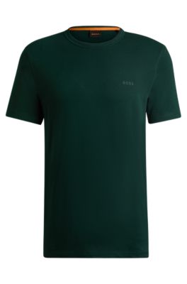 Tシャツ・カットソー BOSS Men T-shirt Green 50508243 343 BOSS - Regular-fit T-shirt in cotton with mouline logo