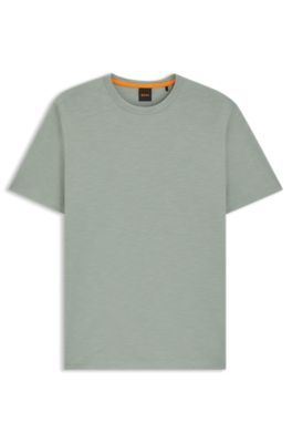 Slub-cotton T-shirt with logo detail, Light Green